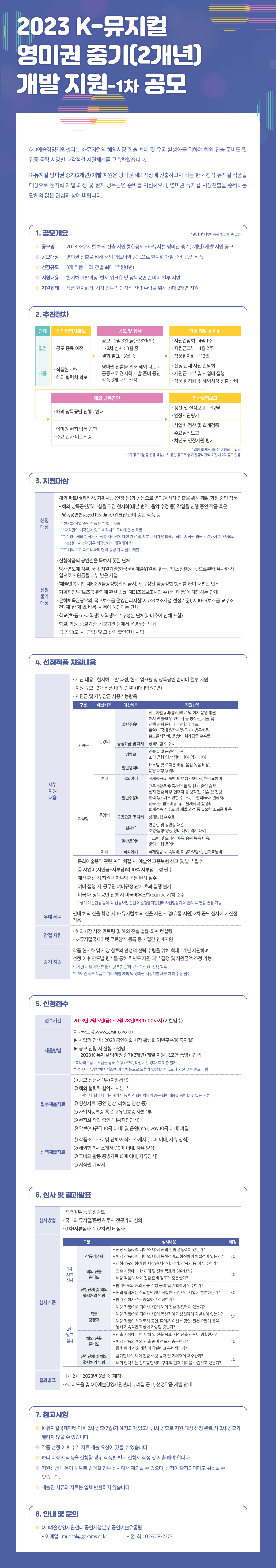 2023 K-뮤지컬 영미권 중기(2개년) 개발 지원 공모